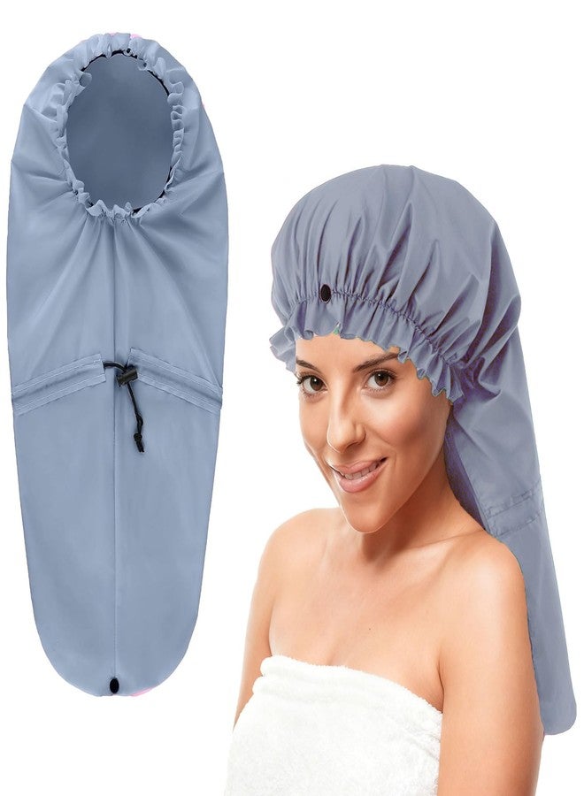 ELEBOX Extra Large Shower Cap for Braids/Curly Hair/Dreadlock | Reusable Waterproof Long Bonnets for Women Bath/Swim/Cooking/Cleaning/Spa | XL Bathing Cap with Adjustable Drawstring & Button, Grey - Image 1